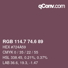 カラーコード: RGB 114.7 74.6 89 | qconv.com