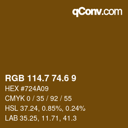 カラーコード: RGB 114.7 74.6 9 | qconv.com