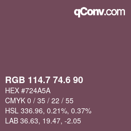 カラーコード: RGB 114.7 74.6 90 | qconv.com