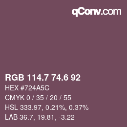 カラーコード: RGB 114.7 74.6 92 | qconv.com