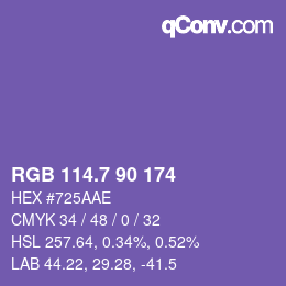 カラーコード: RGB 114.7 90 174 | qconv.com
