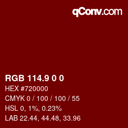 Color code: RGB 114.9 0 0 | qconv.com