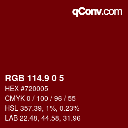 カラーコード: RGB 114.9 0 5 | qconv.com