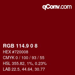 カラーコード: RGB 114.9 0 8 | qconv.com