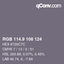 Color code: RGB 114.9 108 124 | qconv.com