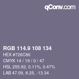 Color code: RGB 114.9 108 134 | qconv.com