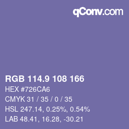 カラーコード: RGB 114.9 108 166 | qconv.com