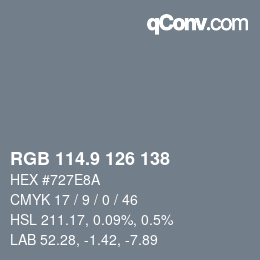 Color code: RGB 114.9 126 138 | qconv.com