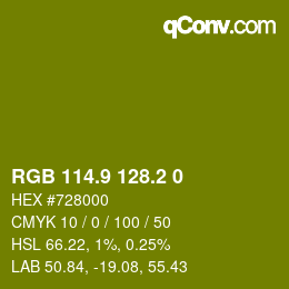 カラーコード: RGB 114.9 128.2 0 | qconv.com