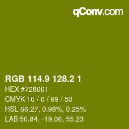 カラーコード: RGB 114.9 128.2 1 | qconv.com