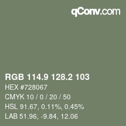 カラーコード: RGB 114.9 128.2 103 | qconv.com