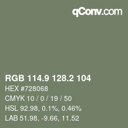 Color code: RGB 114.9 128.2 104 | qconv.com
