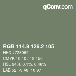 Código de color: RGB 114.9 128.2 105 | qconv.com