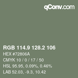 Farbcode: RGB 114.9 128.2 106 | qconv.com