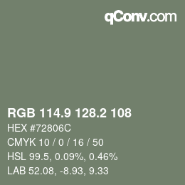 カラーコード: RGB 114.9 128.2 108 | qconv.com
