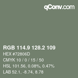 Color code: RGB 114.9 128.2 109 | qconv.com