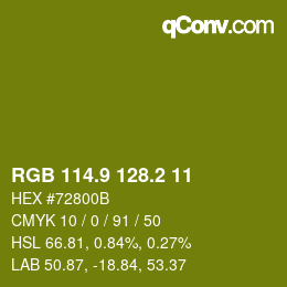 カラーコード: RGB 114.9 128.2 11 | qconv.com