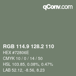 Color code: RGB 114.9 128.2 110 | qconv.com