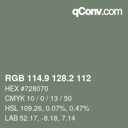 Farbcode: RGB 114.9 128.2 112 | qconv.com
