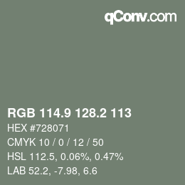 カラーコード: RGB 114.9 128.2 113 | qconv.com