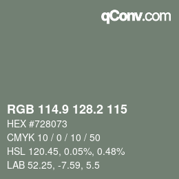 Color code: RGB 114.9 128.2 115 | qconv.com