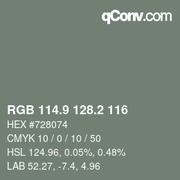 Color code: RGB 114.9 128.2 116 | qconv.com