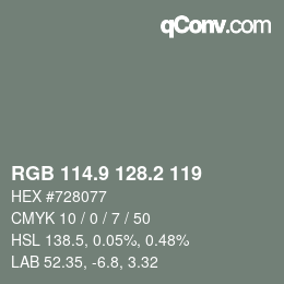 Color code: RGB 114.9 128.2 119 | qconv.com