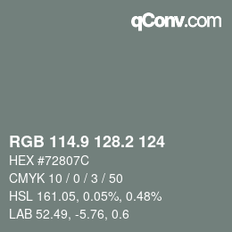Farbcode: RGB 114.9 128.2 124 | qconv.com