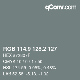 Color code: RGB 114.9 128.2 127 | qconv.com