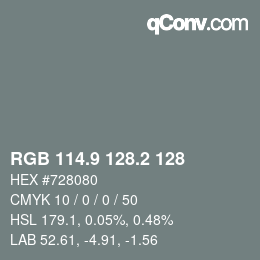 カラーコード: RGB 114.9 128.2 128 | qconv.com