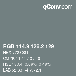 Color code: RGB 114.9 128.2 129 | qconv.com