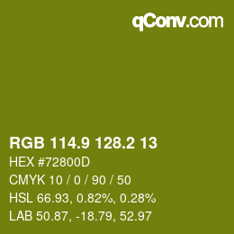 カラーコード: RGB 114.9 128.2 13 | qconv.com
