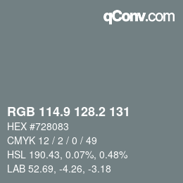 Color code: RGB 114.9 128.2 131 | qconv.com