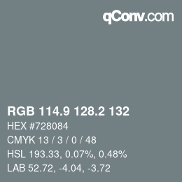 Color code: RGB 114.9 128.2 132 | qconv.com