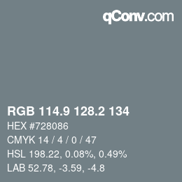 Color code: RGB 114.9 128.2 134 | qconv.com
