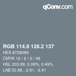 Color code: RGB 114.9 128.2 137 | qconv.com