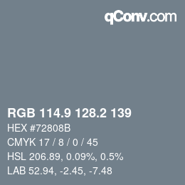Color code: RGB 114.9 128.2 139 | qconv.com