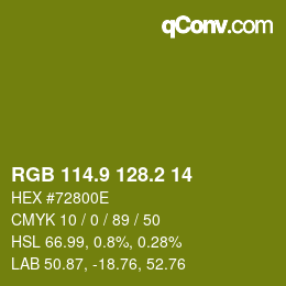 カラーコード: RGB 114.9 128.2 14 | qconv.com
