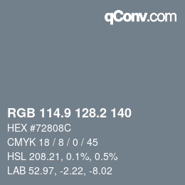 Color code: RGB 114.9 128.2 140 | qconv.com