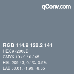 Color code: RGB 114.9 128.2 141 | qconv.com