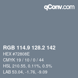 Color code: RGB 114.9 128.2 142 | qconv.com