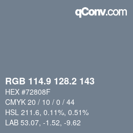 Color code: RGB 114.9 128.2 143 | qconv.com