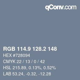 Farbcode: RGB 114.9 128.2 148 | qconv.com