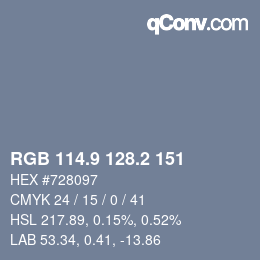 Farbcode: RGB 114.9 128.2 151 | qconv.com