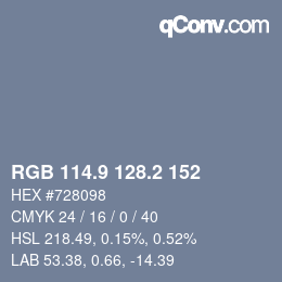 カラーコード: RGB 114.9 128.2 152 | qconv.com