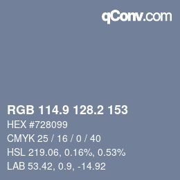 Farbcode: RGB 114.9 128.2 153 | qconv.com