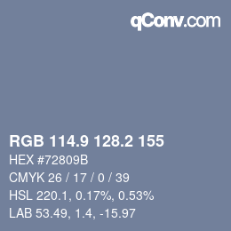 カラーコード: RGB 114.9 128.2 155 | qconv.com
