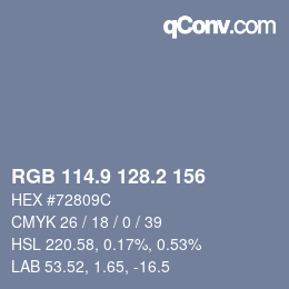 Color code: RGB 114.9 128.2 156 | qconv.com