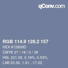 カラーコード: RGB 114.9 128.2 157 | qconv.com