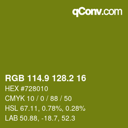 カラーコード: RGB 114.9 128.2 16 | qconv.com